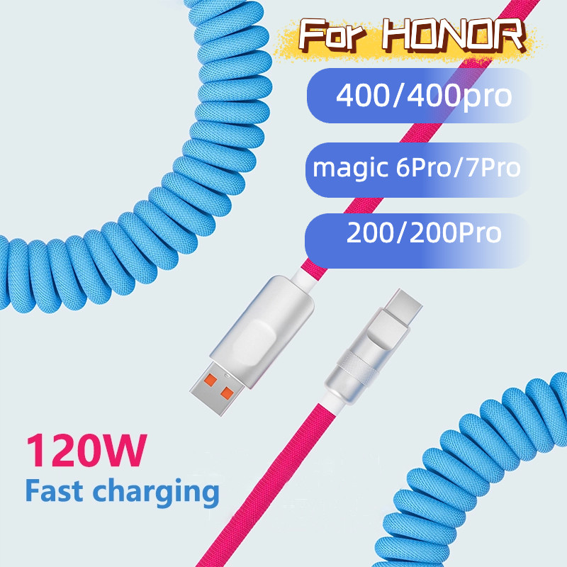 KAIYUE USB Type C ถึง Type C Telescopic Cable PD 100W 6A รถ Super Fast สายชาร์จสําหรับ HONOR 400 Pro Magic 6 Pro Magic 7 Pro Galaxy S24 S23 Ultra typec สายชาร์จเร็ว