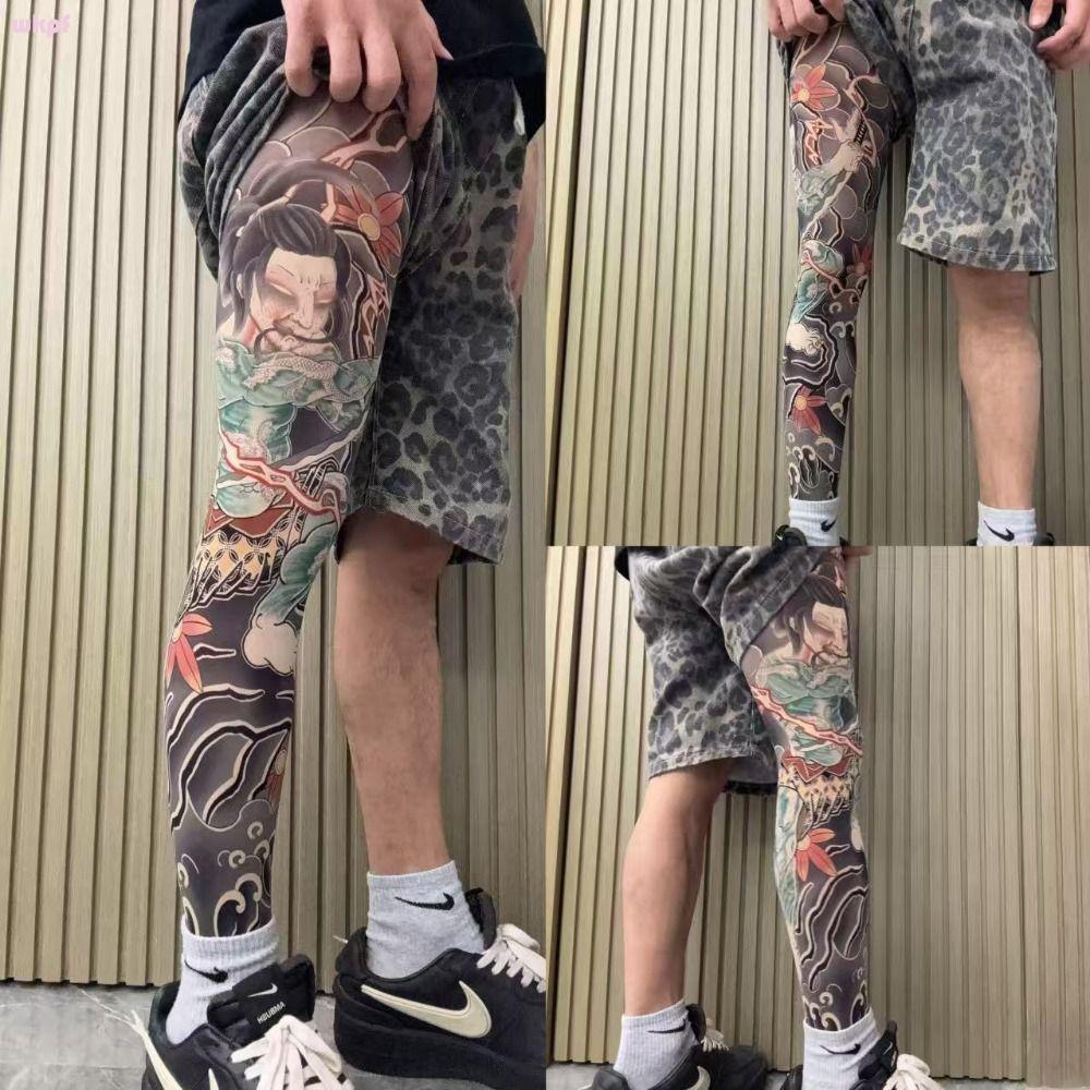 ถุงเท้าสักปลอมแบบเต็มขากันแดด พิมพ์ลายสวยงาม สำหรับการตกปลาและปั่นจักรยาน