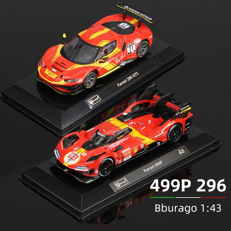 Bburago 1:43 รถรุ่น 296 GT3 499P Racing Alloy Supercar Die Cast ยานพาหนะของเล่น Die-cast Voiture ของ