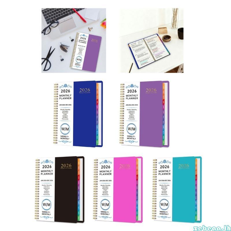 Zebeaath 2026 รายสัปดาห์รายเดือน Planner Twin Wire Binding นักวิชาการจาก Jan to Dec สําหรับ Daily Sc