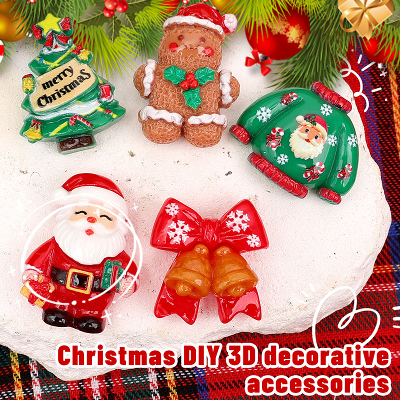20ชิ้นพรีเมี่ยมเรซิ่นคริสต์มาส ทําเอง ชุด-เครื่องประดับ3ง ทนทานกับ8ออกแบบ(เสื้อกันหนาว,ต้นไม้,ซานตา) สําหรับงานหัตถกรรมและตกแ