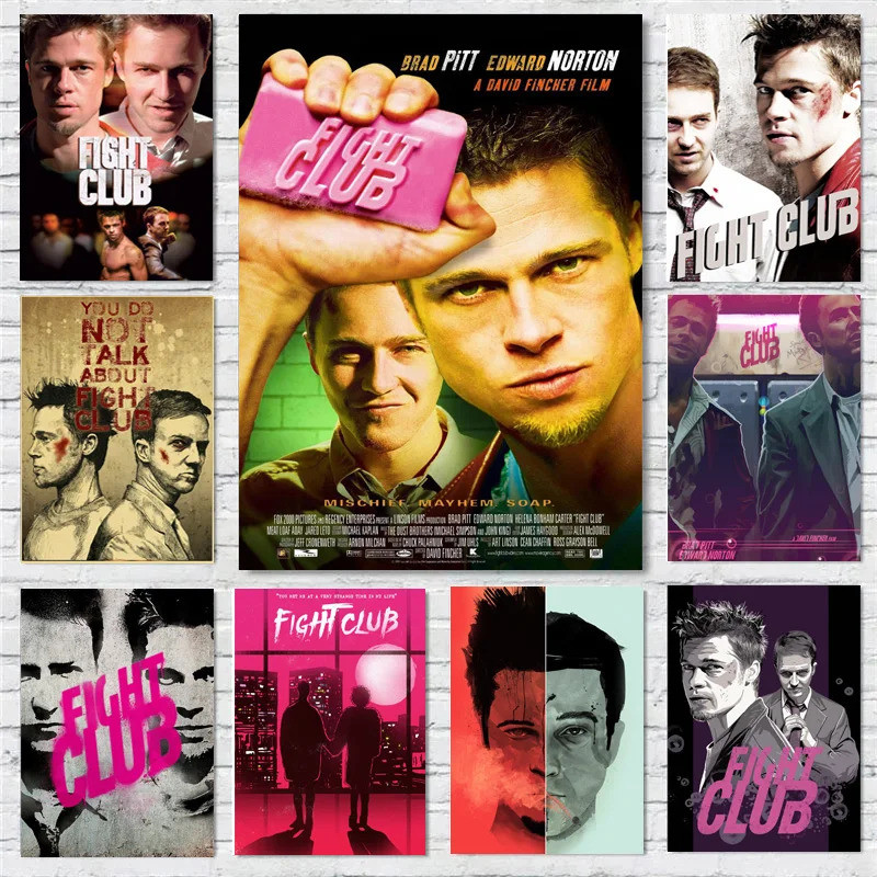 (P68) โปสเตอร์หนัง Fight Club สไตล์เรโทรคลาสสิก - โปสเตอร์อารีน่าวินเทจพร้อมกาว