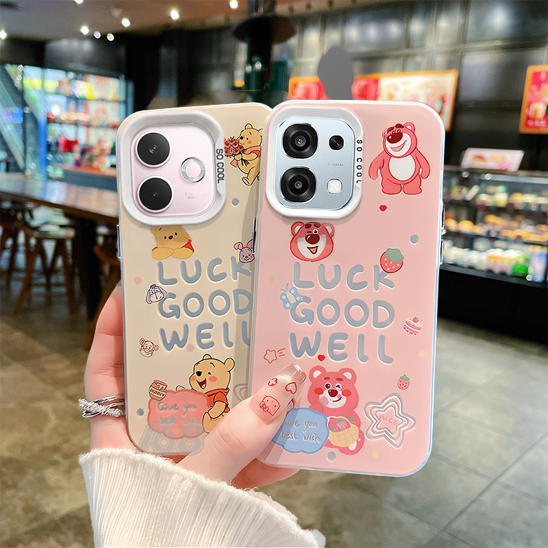 เคส OPPO A6 A5 Pro 5G ลายน่ารัก Winnie The Pooh และ Lotso Bear กันกระแทก พร้อมสายคล้องโทรศัพท์ ขอบซิลิโคนอ่อนนุ่ม ฝาหลังแข็งด้าน สำหรับเด็กผู้หญิงและนักเรียน