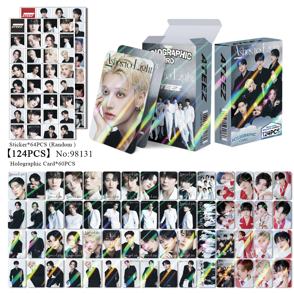 124pcs ATEEZ ขี้เถ้าเลเซอร์แสงโฮโลแกรม Lomo การ์ด GOT7 Jackson Wang MAGICMAN 2 Photocards YOI Karma 