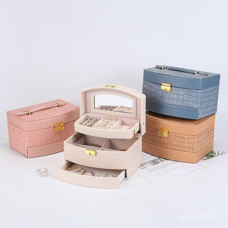 แหวน Qi Home ล็อคกล่องสมบัติสร้อยคอ Jin สร้อยข้อมือขนาดใหญ่ต่างหูกล่องเก็บเครื่องประดับกล่องเครื่องป