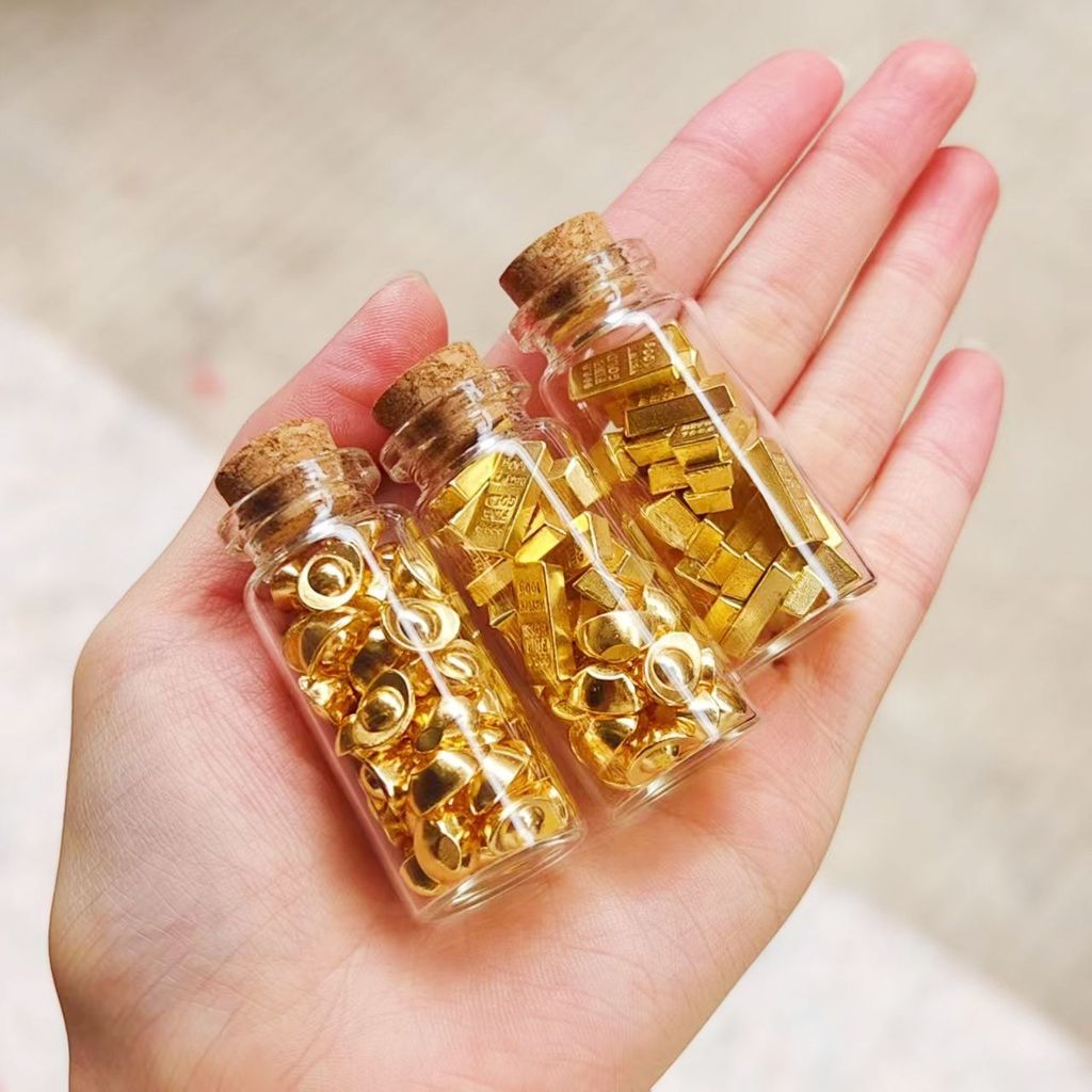 /hotsellltem Play House ของเล่น Handmade Glass Storage ขวดโลหะผสม Ingot Gold Brick 32157ff
