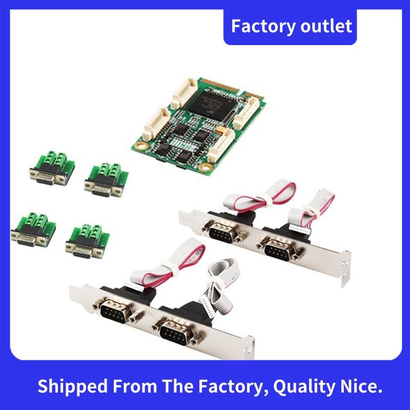 Mini PCIe 4 พอร์ต RS422 RS485 Db9 Com ครึ่งขนาด Mini PCI Express Serial Port อุตสาหกรรม I/O Controll