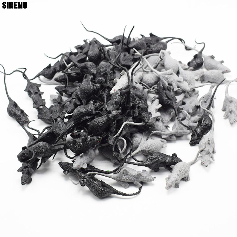 SIRENU 10pcs Rat, Fake Mini Mouse Model, Hallowen Party Decor Black Grey Funny Animal Figure Kids To