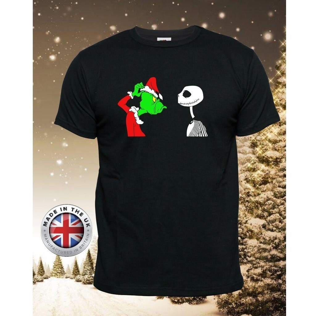 Grinch Vs Jack Skellington Black Christmas T-Shirt Men