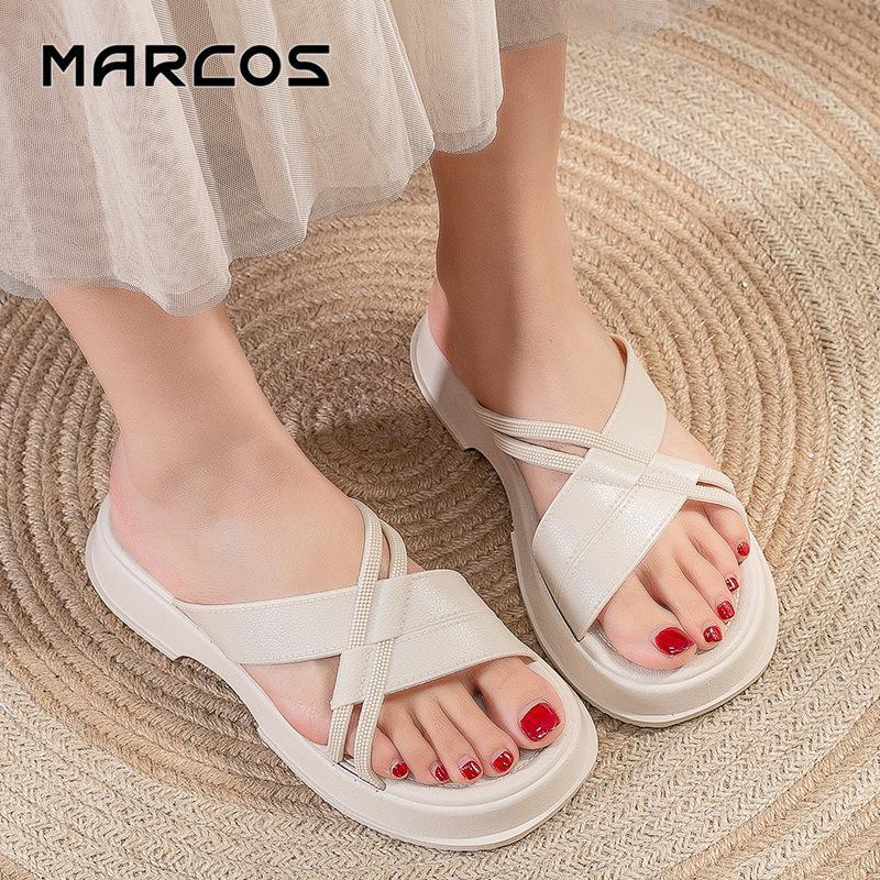 MARCOS รองเท้าแตะสำหรับผู้หญิง พื้นนุ่ม ใส่สบาย พื้นหนา กันลื่น เท่ น้ำหนักเบา สไตล์ลำลอง กันน้ำ เหมาะสำหรับชายหาด จั#07