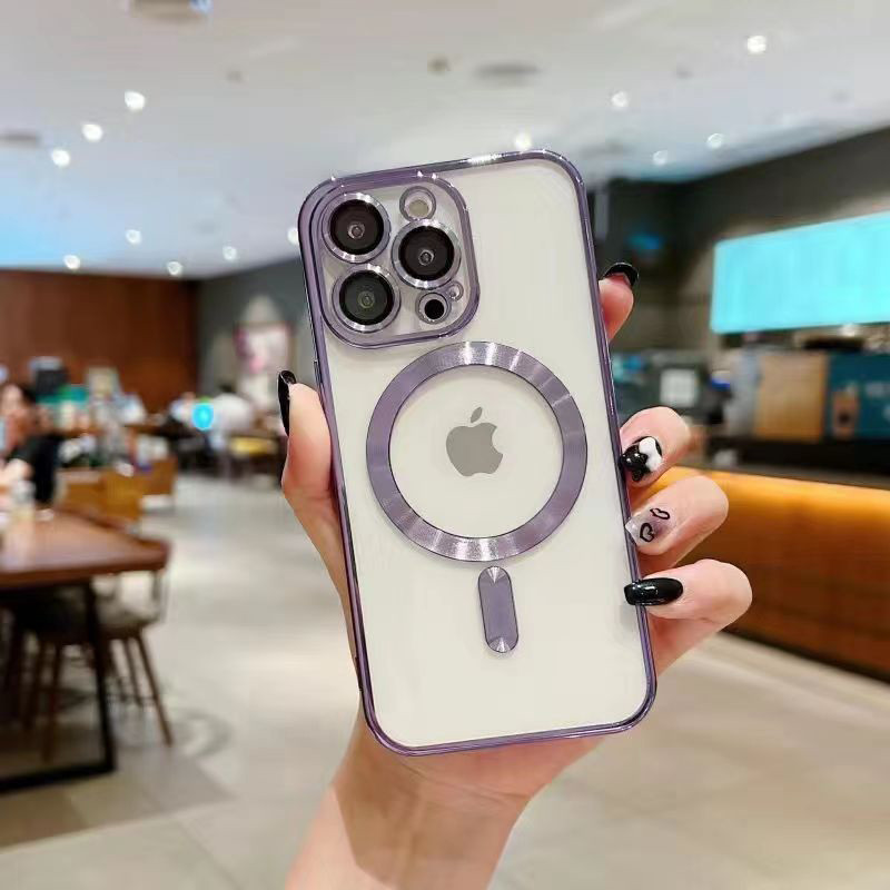 iphone 15 plus ผ่อน 0% เคสโทรศัพท์ เคสโทรศัพท์มือถือแบบใสแบบแม่เหล็กไฟฟ้าสำหรับ Apple 16PRO iPhoneXS