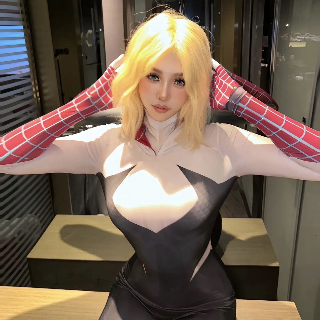 Gwen Spider-Man Parallel Universe Cosplay Outfit สำหรับการแสดงและนิทรรศการ