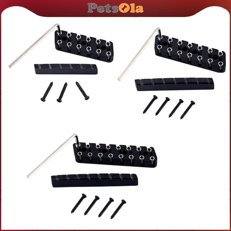 [PETSOLA] 6/7/8 String Headless Guitar Bridge & Slotted Camel Nut สําหรับกีตาร์ Accs