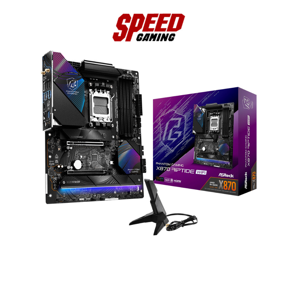 ASROCK X870 RIPTIDE WIFI | AMD | ATX | PCIe Gen5 (Graphics, M.2) DDR5 | USB4 | Mainboard (เมนบอร์ด) 