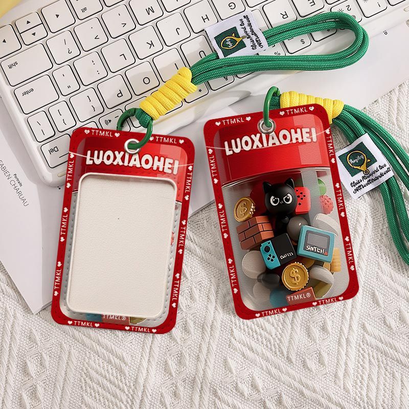 3D แบนชิ้นส่วนขนาดเล็ก Black Cat NFC Bus Card Proximity Card นักเรียนสไลด์ผู้ถือบัตรอาหารการ์ด Subwa