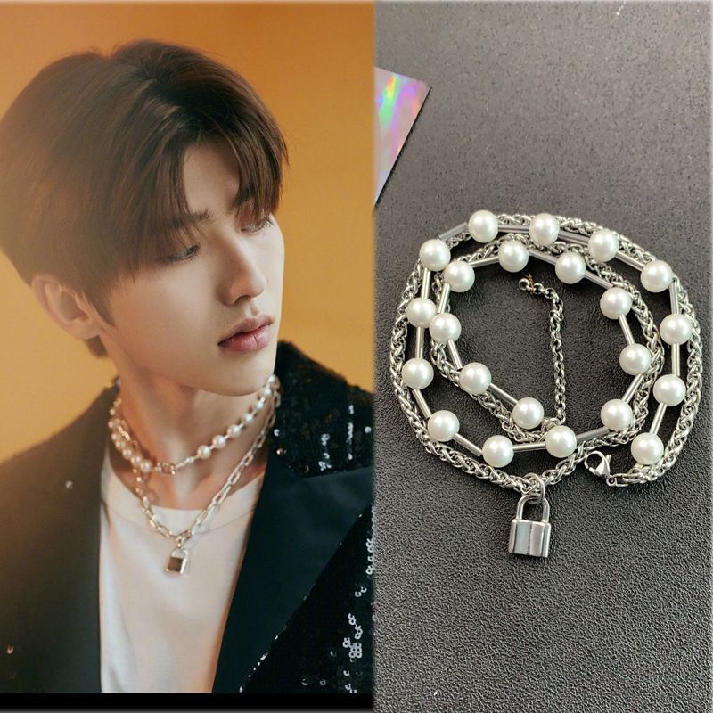 เวอร์ชั่นเกาหลี Cai Xukun สร้อยคอมุกเหล็กไทเทเนียมโลหะสร้อยคออินเทรนด์สุดเท่20251024