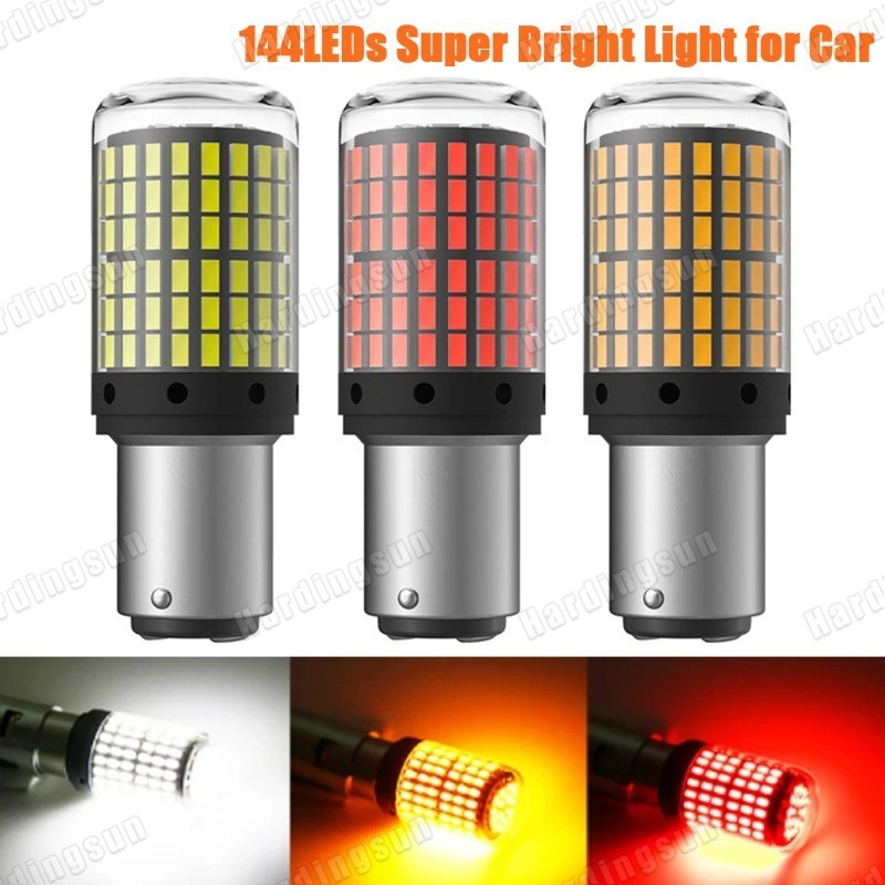 1PC LED 144SMD รถสัญญาณไฟเบรคหยุดหลอดไฟ 12V 1156 1157 T20 7440 WY21W 7443 BA15S BAU15S BAY15D PY21W 