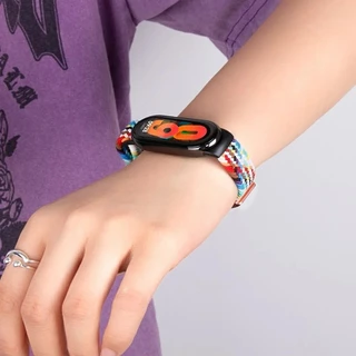 สายรัดไนลอนแบบปรับได้สําหรับ Xiaomi Mi Band 10/9 ตะขอแม่เหล็กสร้อยข้อมืออุปกรณ์เสริมสําหรับ Xiaomi Mi Band 8/mi 9/10 เข็มขัดสมาร์ทวอทช์