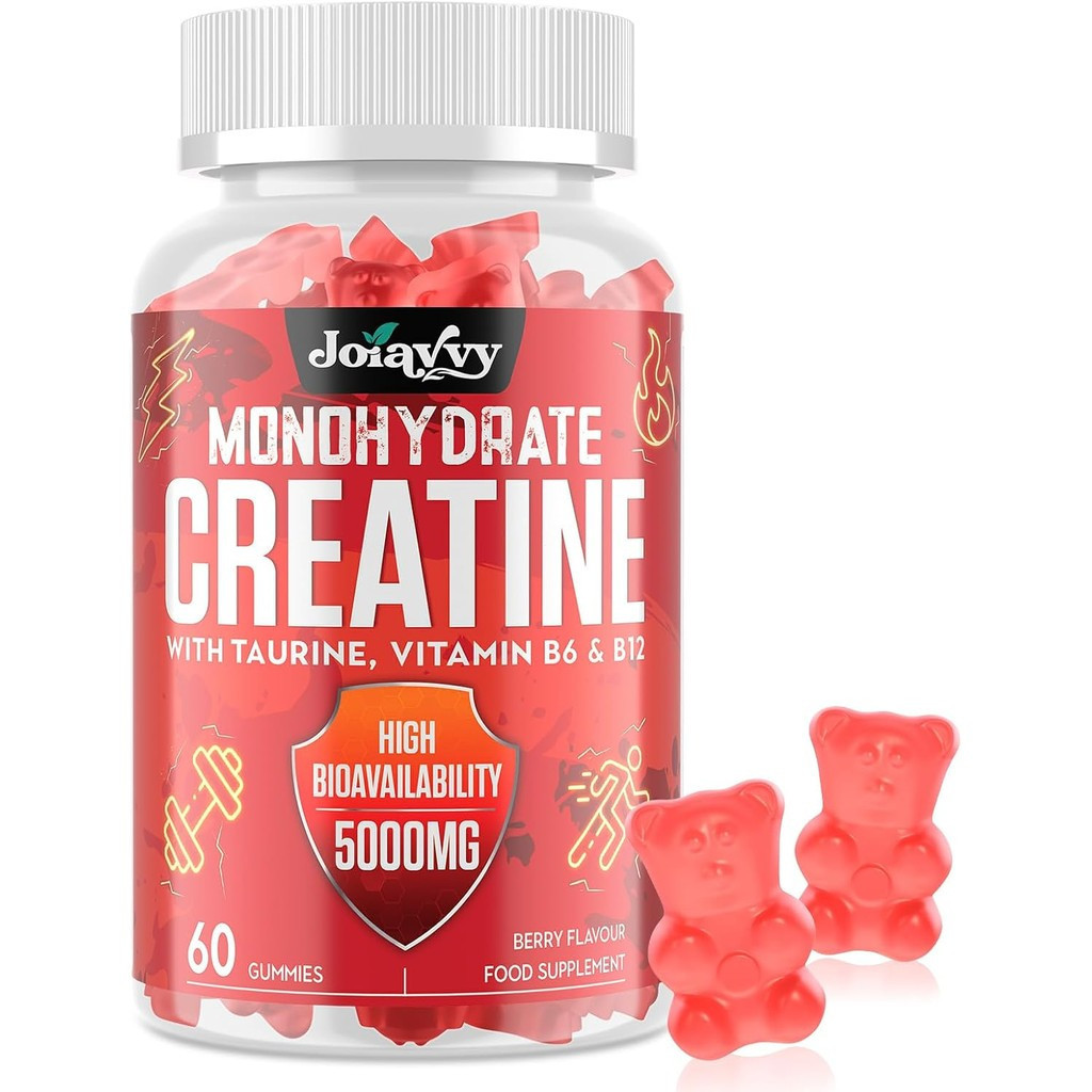 Creatine Monohydrate Gummies 5000mg Per Serving for Men & Women, Enhanced with Taurine & Vitamin B6,