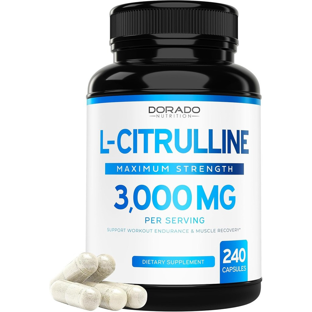L Citrulline 3000mg Supplement (240 Capsules) Support L Arginine & Nitric Oxide Pills - L-Citrulline