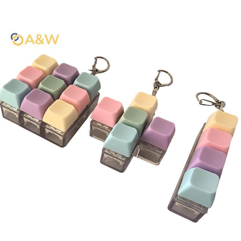 A&W 1/4/5/9 คีย์คีย์บอร์ดแกนเครื่องทดสอบ Fidget ปุ่ม Keycap Fidget พวงกุญแจคีย์บอร์ดพวงกุญแจของเล่นค