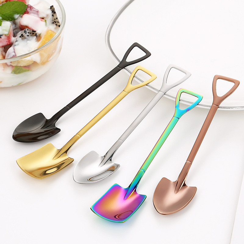 Hot Sale#Stainless Steel Spatula Creative Watermelon Spoon Ice Cream Small Spoon Coffee Dessert Spoo