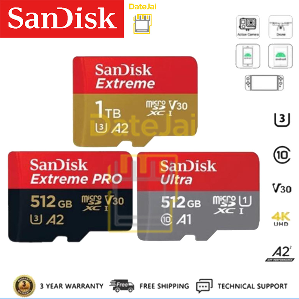 Sandisk Ultra-Extreme-Extreme Pro micro SDcard 32GB/64GB/128GB/256GB/512GB/1TB เมมโมรี่การ์ด