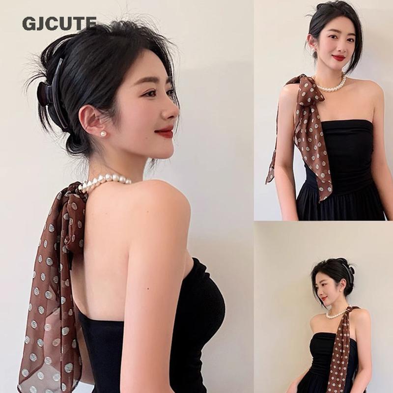 GJCUTE แฟชั่นจัดเลี้ยง Pearls Headdress Simple Headscarf สําหรับผู้หญิงสาวอเนกประสงค์อุปกรณ์เสริมผม 