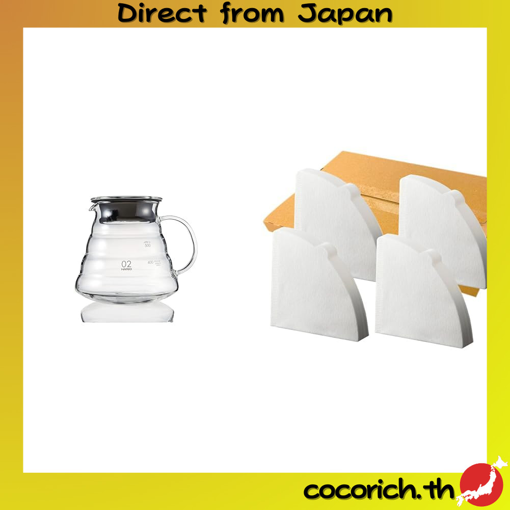 ชุดชุด HARIO V60 Glass Server 600ml + V60 Coffee Filters 160 ใบ (40x4 ชิ้น) สำหรับ 2-5 ท่าน, ใช้ไมโค