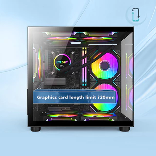 📢READY STOCK📢[AT] 270 องศาแก้ว PC โปร่งใสกรณีเดสก์ท็อปคอมพิวเตอร์ Tower สําหรับ M-ATX/ITX เมนบอร์ด SSD 7 Air Cooling