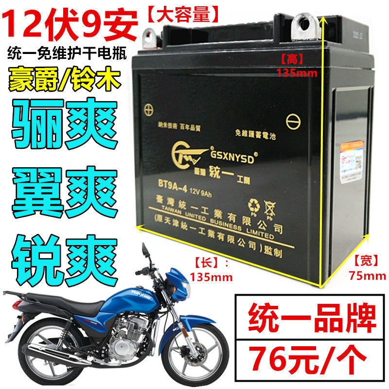 Haojue Yishuang 125 Lishuang 150 Suzuki Sharp Motorcycle Uniform Maintenance-Free Battery 12V Volt 9