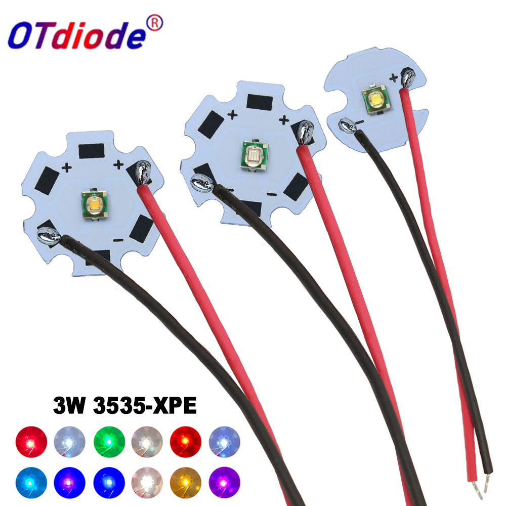 5-10pcs 1W-3W 3535 High Power LED ไดโอดบัดกรี 6 ซม.สายไฟ 16 มม.20 มม.PCB สีขาวสีแดงสีเขียวสีฟ้า UV I