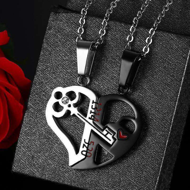 เครื่องประดับแฟชั่น Love Puzzle 1314 520 Love Key ผสมผู้ชายผู้หญิงคู่สร้อยคอเหล็กไทเทเนียม
