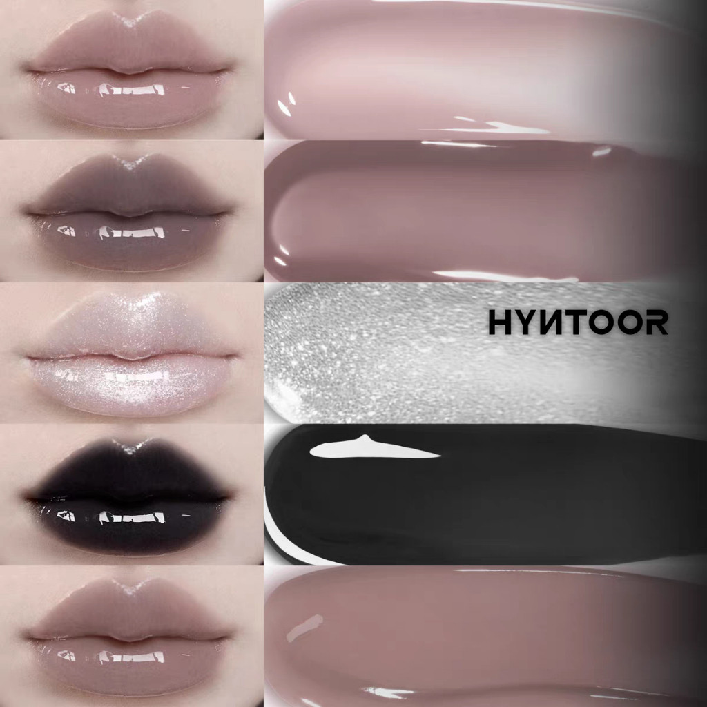 [มาใหม่หนัก] HYNTOOR Fun Rebellious Series Future Planet Lip Gloss Mirror Water Gloss Silver Black G