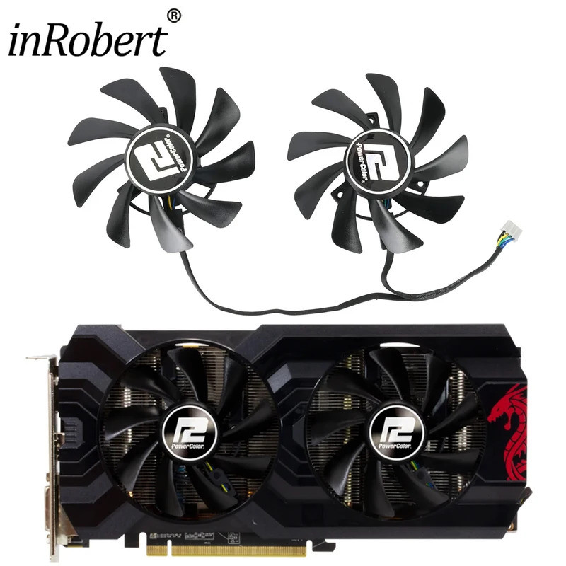 Ii85mm T129215BU 4Pin RX570 GPU พัดลมสําหรับ PowerColor Red Dragon RX 570 AXRX 570 กราฟิกการ์ดพัดลมร