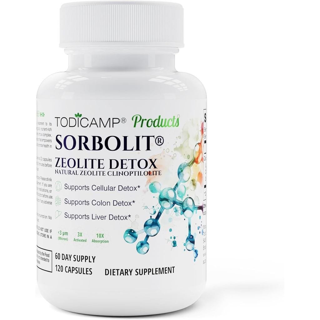 TODICAMP Zeolite สําหรับผู้ใหญ่ Sorbolict - Zeolite Capsules Binder Cleanse - Zeolite Clinoptilolite