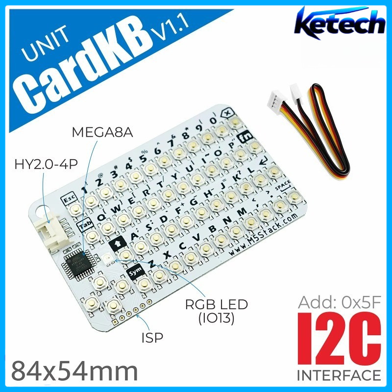 M5Stack CardKB V1.1 Mini 50 คีย์ QWERTY คีย์บอร์ด ATMega8A MCU I2C RGB LED โปรแกรมโมดูลสําหรับ UIFlo