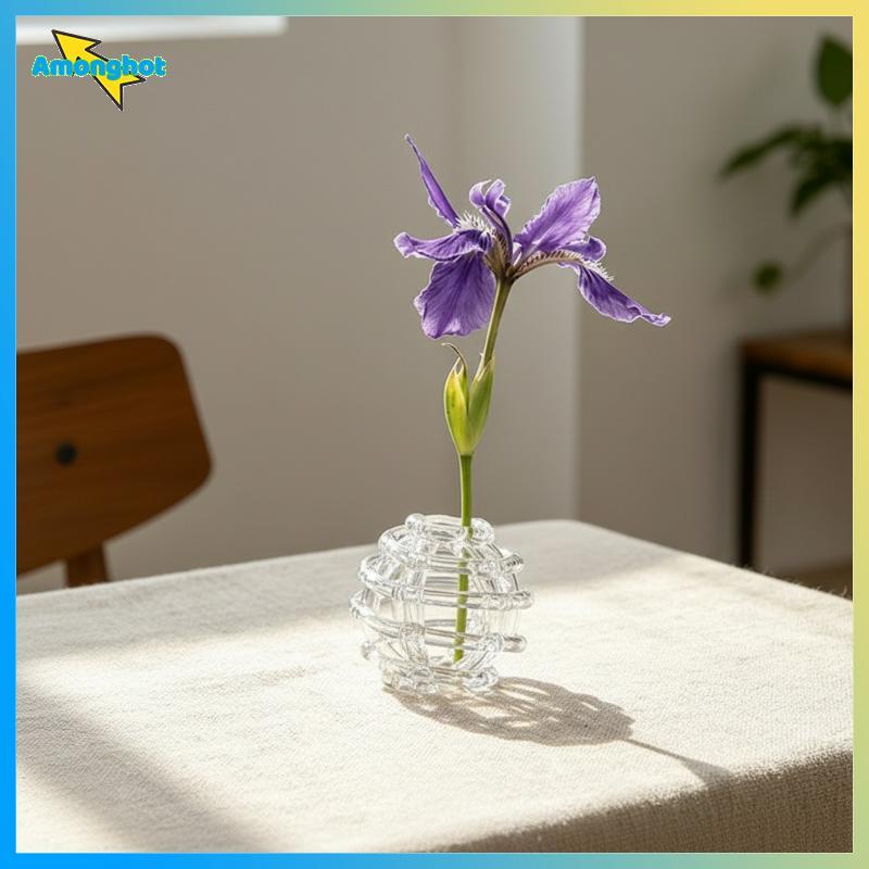 Amonghot> Zen สไตล์ Creative Glass Ball แจกันโปร่งใสดอกไม้เรือสําหรับห้องรับประทานอาหาร Sideboard ตกแต่งบ้านเครื่องประดับขนาดเล็กชาวไร่ใหม่