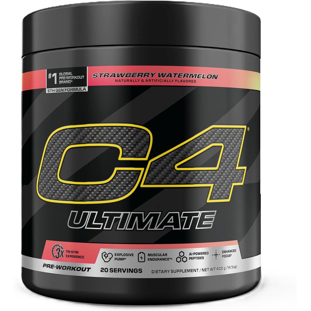 C4 Ultimate Pre Workout Powder Watermelon - น้ําตาลฟรี Preworkout Energy plement สําหรับผู้ชายและผู้