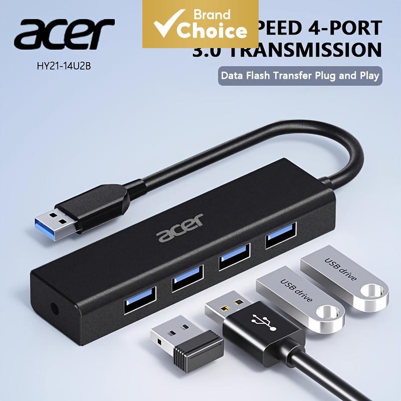 Acer HY21-14U2B, ผู้จัดจําหน่ายฮับ USB 2.0/3.0 4 พอร์ต, ขนาด 15/100 ซม., ปลั๊กแอนด์เพลย์แล็ปท็อปแบบพกพา, แท่นวาง