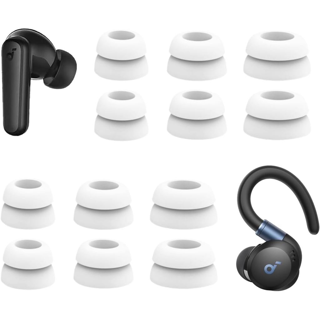 A-Focus Double Flange Ear Tips สําหรับ Soundcore P40i P30i P20i เปลี่ยนซิลิโคนอ่อนนุ่มลดเสียงรบกวน E