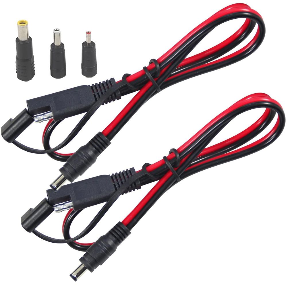 SAE to DC Coaxial Adapter Cable - 2Ft 14AWG SAE Quick Release Disconnect Plug to DC 5.5mm x 2.1mm Ma