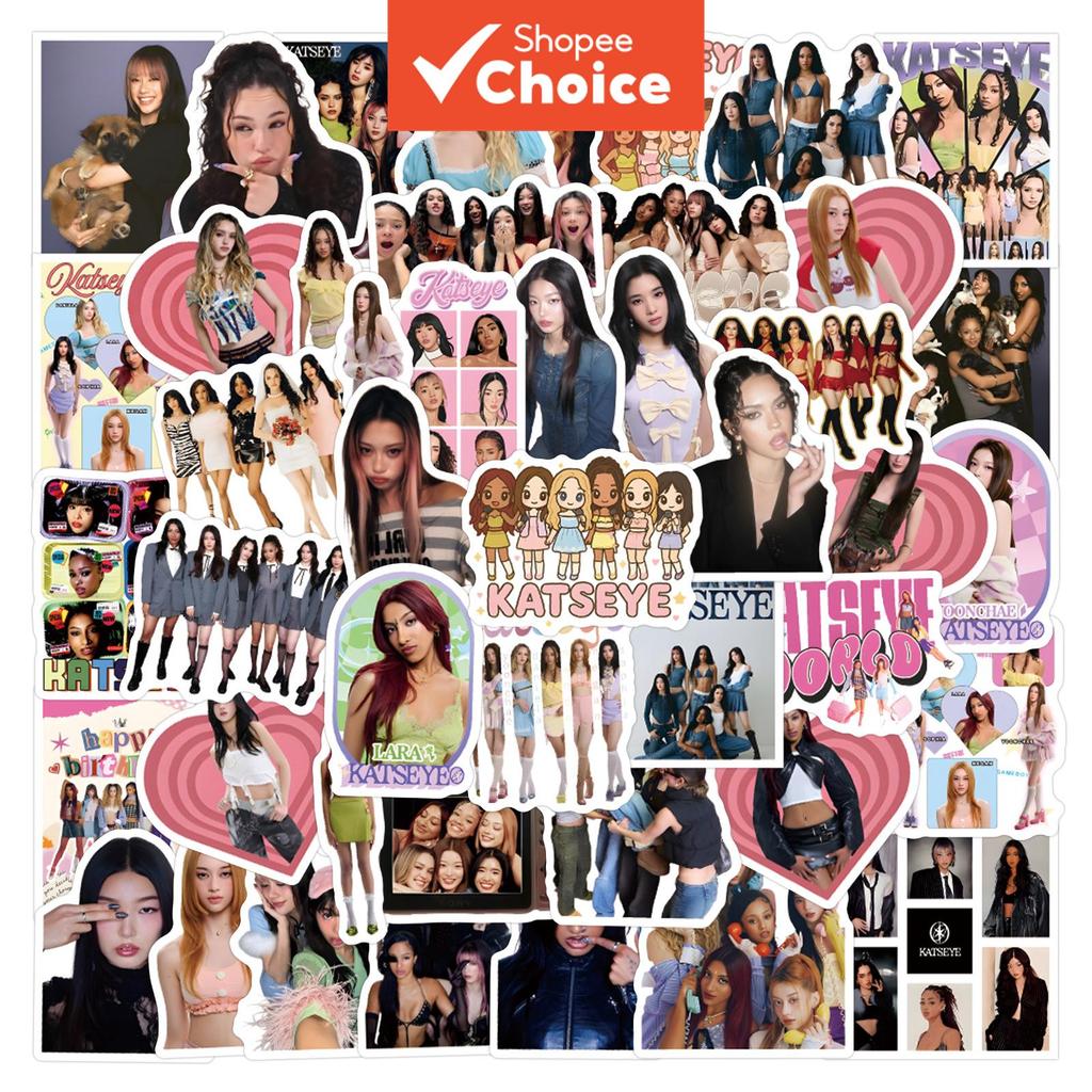 KATSEYE K-Pop Retro Y2K Aesthetic Stickers 300PCS-DIY ตกแต่งคริสต์มาสและปีใหม่เครื่องเขียน,หนังสือ,ถ
