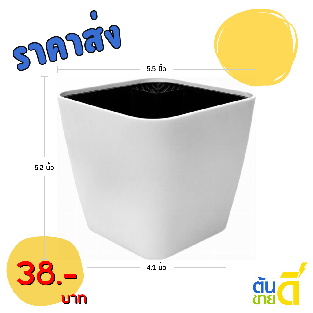 กระถาง กระถางโรมันสี่เหลี่ยม เบอร์ 6 7 6.5 นิ้ว สีดำ ขาว รูปที่ 8