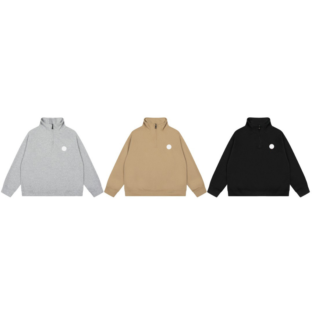 8QZK R-L Classic Pony ปักครึ่งซิป Stand Collar POLO Sweatshirt Solid Simple Pullover