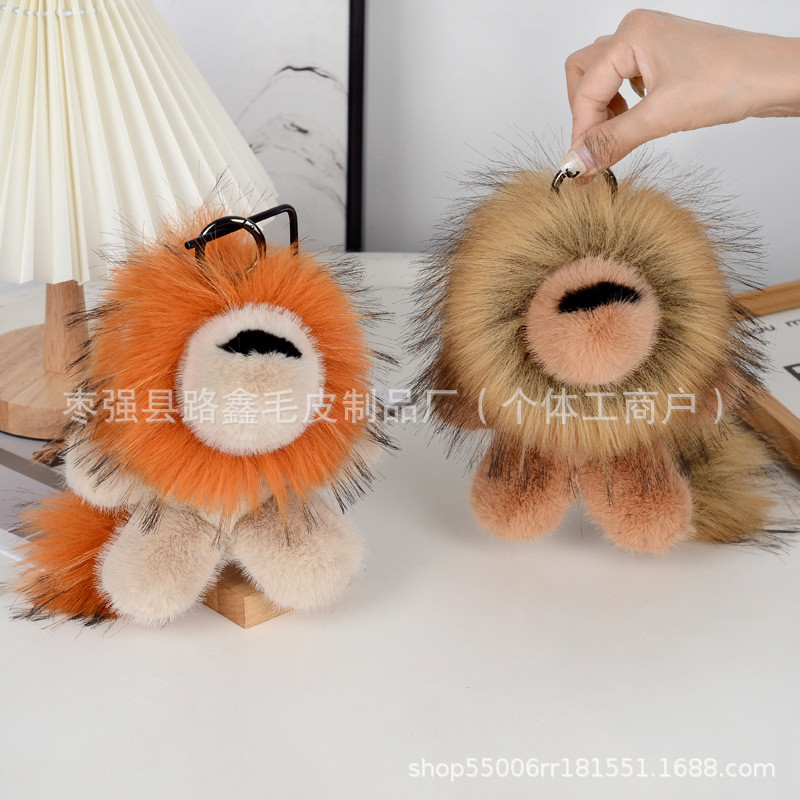 น่ารัก Mink-like Fur Lion Simba ตุ๊กตากระเป๋าจี้ตุ๊กตา Lion King ตุ๊กตาพวงกุญแจ Plush จี้ของขวัญ2607