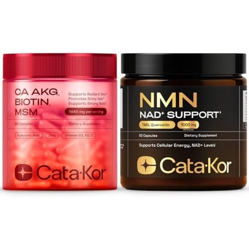อาหารเสริม Cata-Kor NMN 1000มก & แคลเซียม AKG Complex - อาหารเสริม NAD+ พร้อม TMG, Quercetin & ม กรด