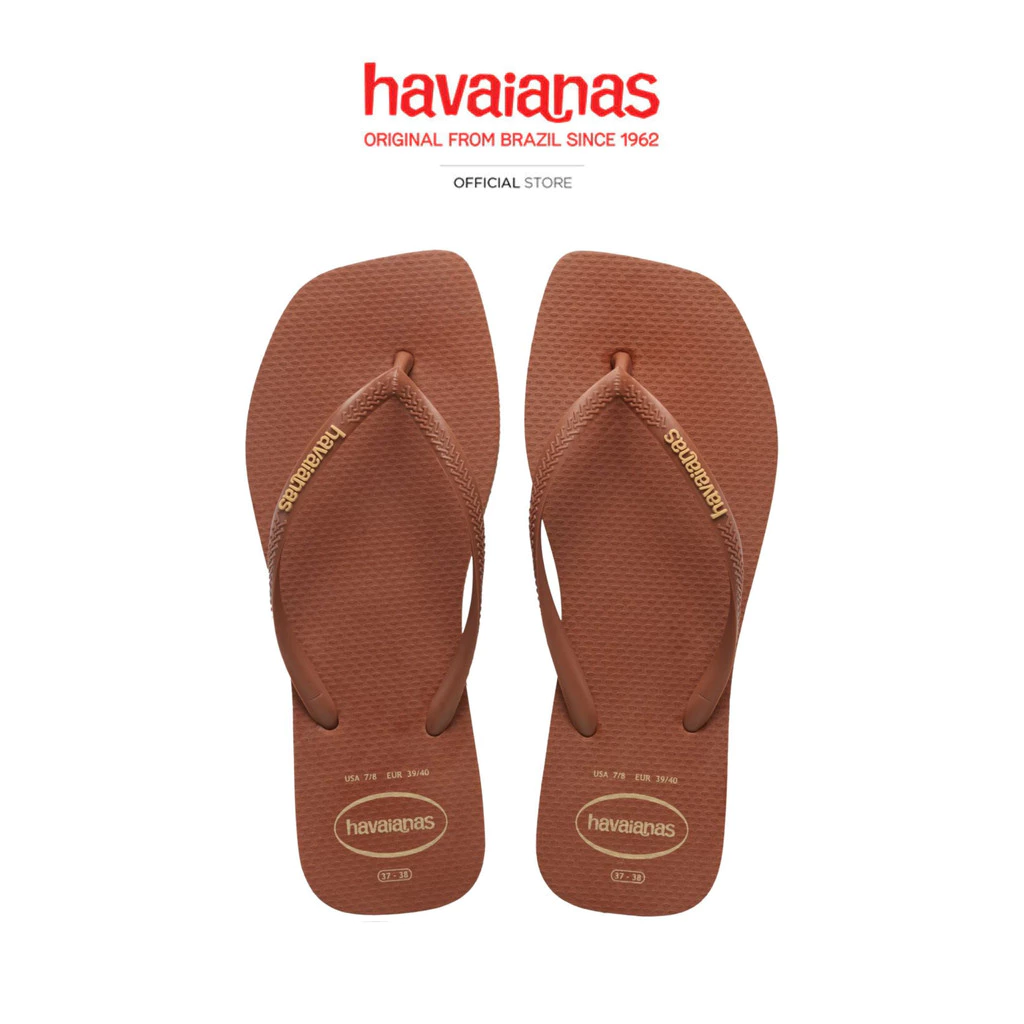 HAVAIANAS รองเท้าแตะ Slim Square Logo POP UP RUST BROWN 41489591976NF_H5BRXX