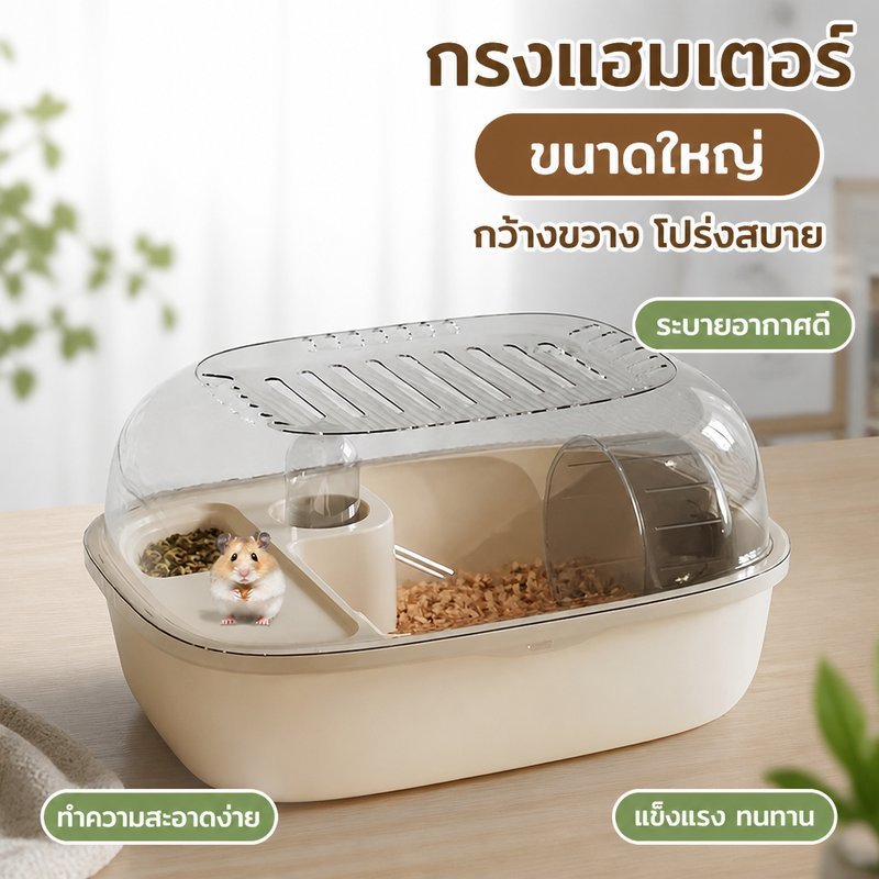 กรงแฮมสเตอร์ อะคริลิค ใส ขนาดใหญ่ หลายชั้น พร้อมล้อวิ่ง บ้าน ที่ให้อาหาร ขวดน้ำ