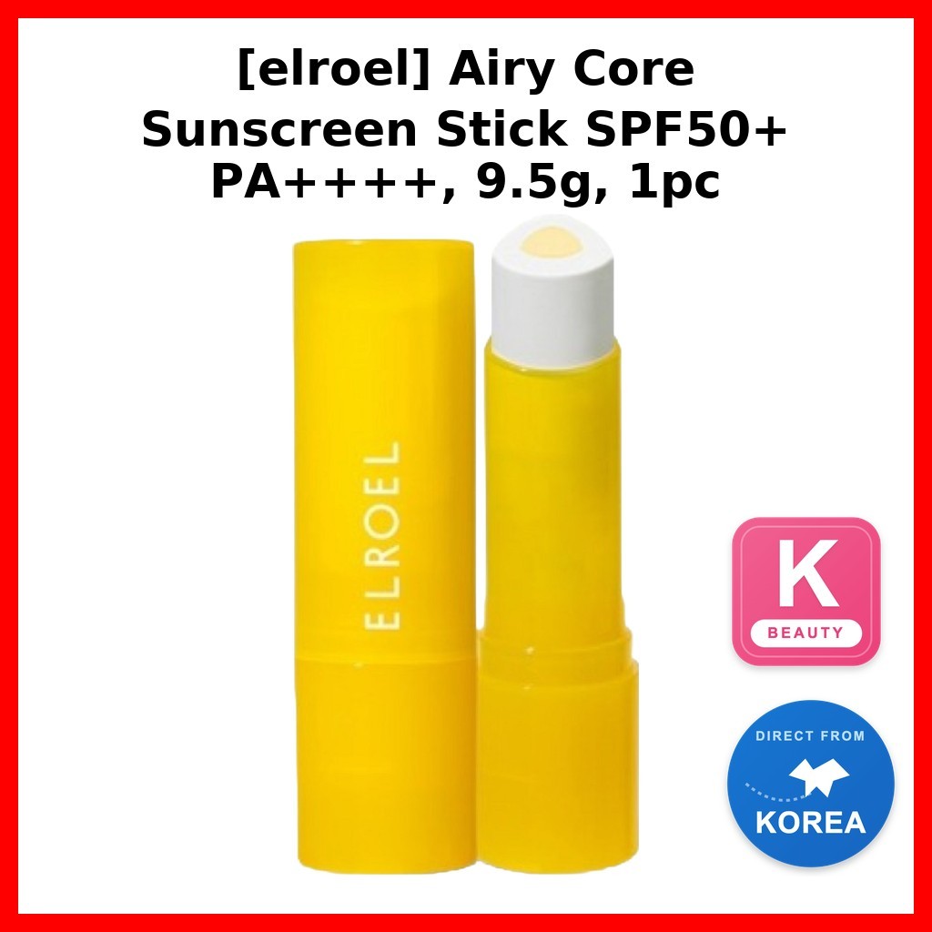 [elroel] Airy Core Sunscreen Stick SPF50+ PA++++, 9.5g, 1 ชิ้น / ครีมกันแดดเกาหลีแบบแท่ง / SPF50 Pro